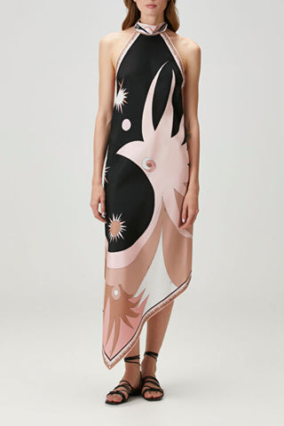 Powder Midi Silk Evening Dress