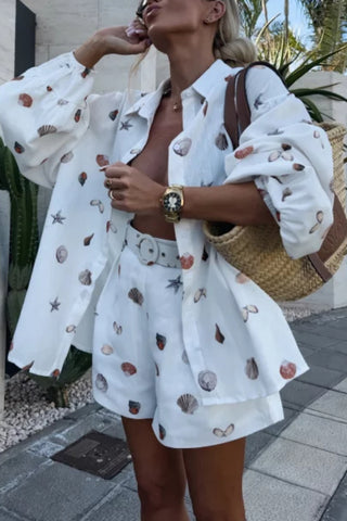 Sun Protection Cardigan Linen Fashion Cardigan Shorts Set