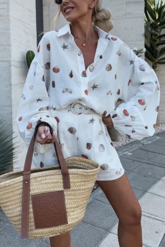 Sun Protection Cardigan Linen Fashion Cardigan Shorts Set