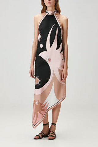 Powder Midi Silk Evening Dress