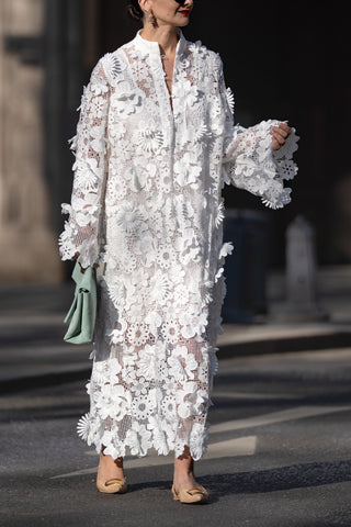 Fashionable 3D embroidered  maxi dress