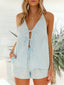Double Bow Tie Front Sleeveless Tank Elastic High Waist Short Matching Outfit