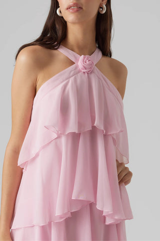 3D floral layered chiffon dress