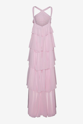 3D floral layered chiffon dress