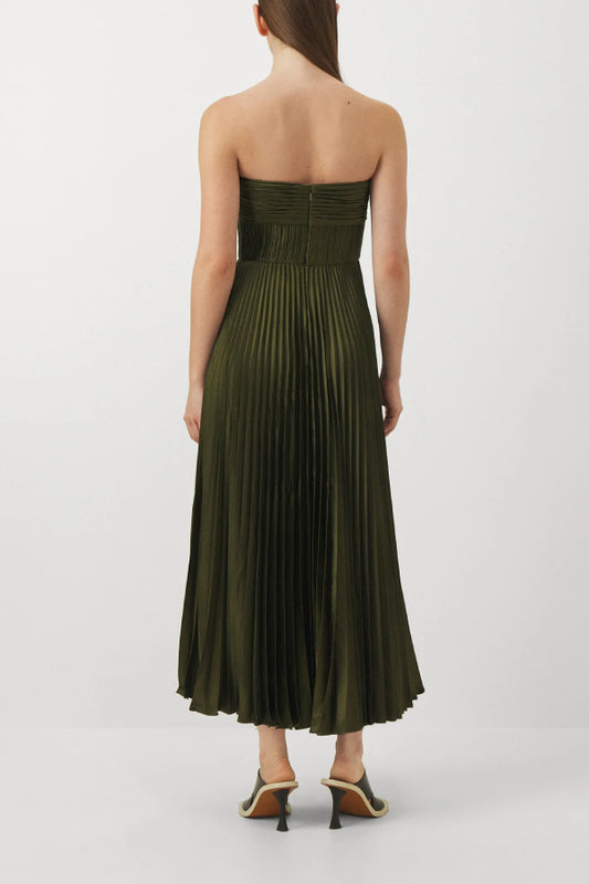 Pleated strapless dress