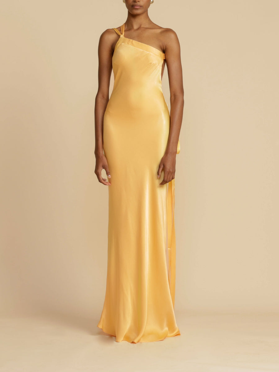 Women Glossy Silk Square Neck Single Spaghetti Strap Draped Flowy Mermaid Wedding Guest Formal Dress