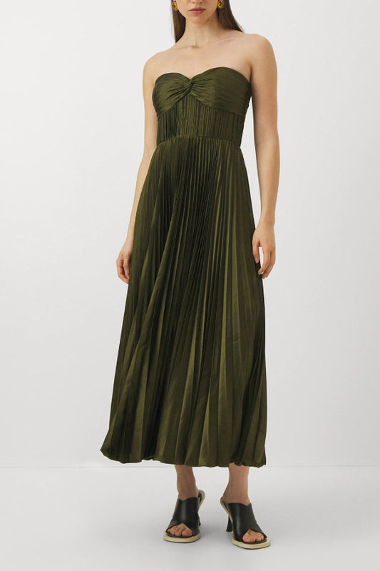 Pleated strapless dress