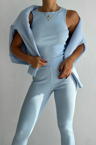 Sports casual hooded sweatshirt thickened threaded slim vest pants three-piece set