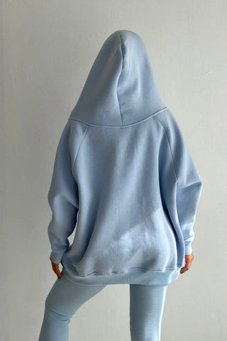 Sports casual hooded sweatshirt thickened threaded slim vest pants three-piece set