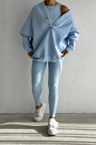 Sports casual hooded sweatshirt thickened threaded slim vest pants three-piece set