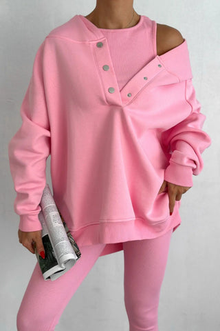 Sports casual hooded sweatshirt thickened threaded slim vest pants three-piece set