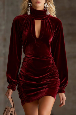 Velvet Turtleneck Bodycon Dress - Elegant Slim Fit Women's Party Dress
