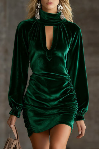 Velvet Turtleneck Bodycon Dress - Elegant Slim Fit Women's Party Dress