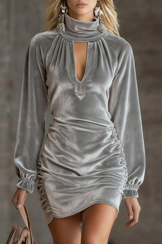 Velvet Turtleneck Bodycon Dress - Elegant Slim Fit Women's Party Dress