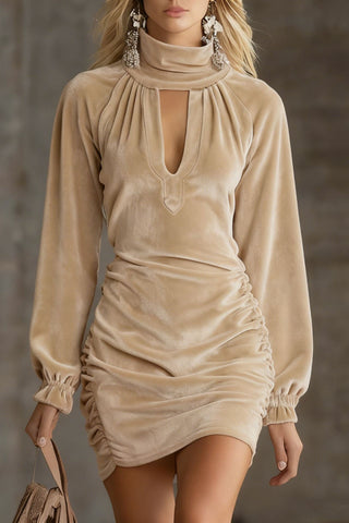 Velvet Turtleneck Bodycon Dress - Elegant Slim Fit Women's Party Dress