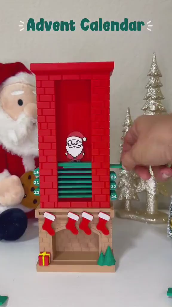 3D Printed Santa Chimney Advent Calendar, Christmas Countdown