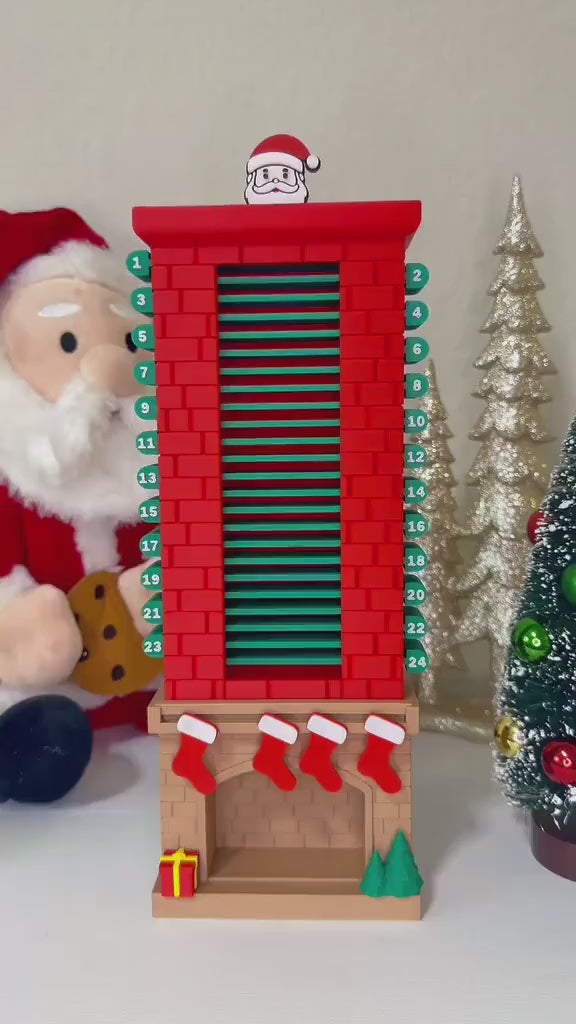 3D Printed Santa Chimney Advent Calendar, Christmas Countdown