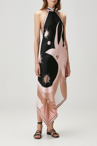 Powder Midi Silk Evening Dress
