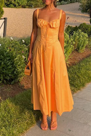 Solid French Lace A-Swing midi Dress