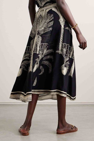 Tropical Palm Leaf Print Top and Skirt Two-Piece Set